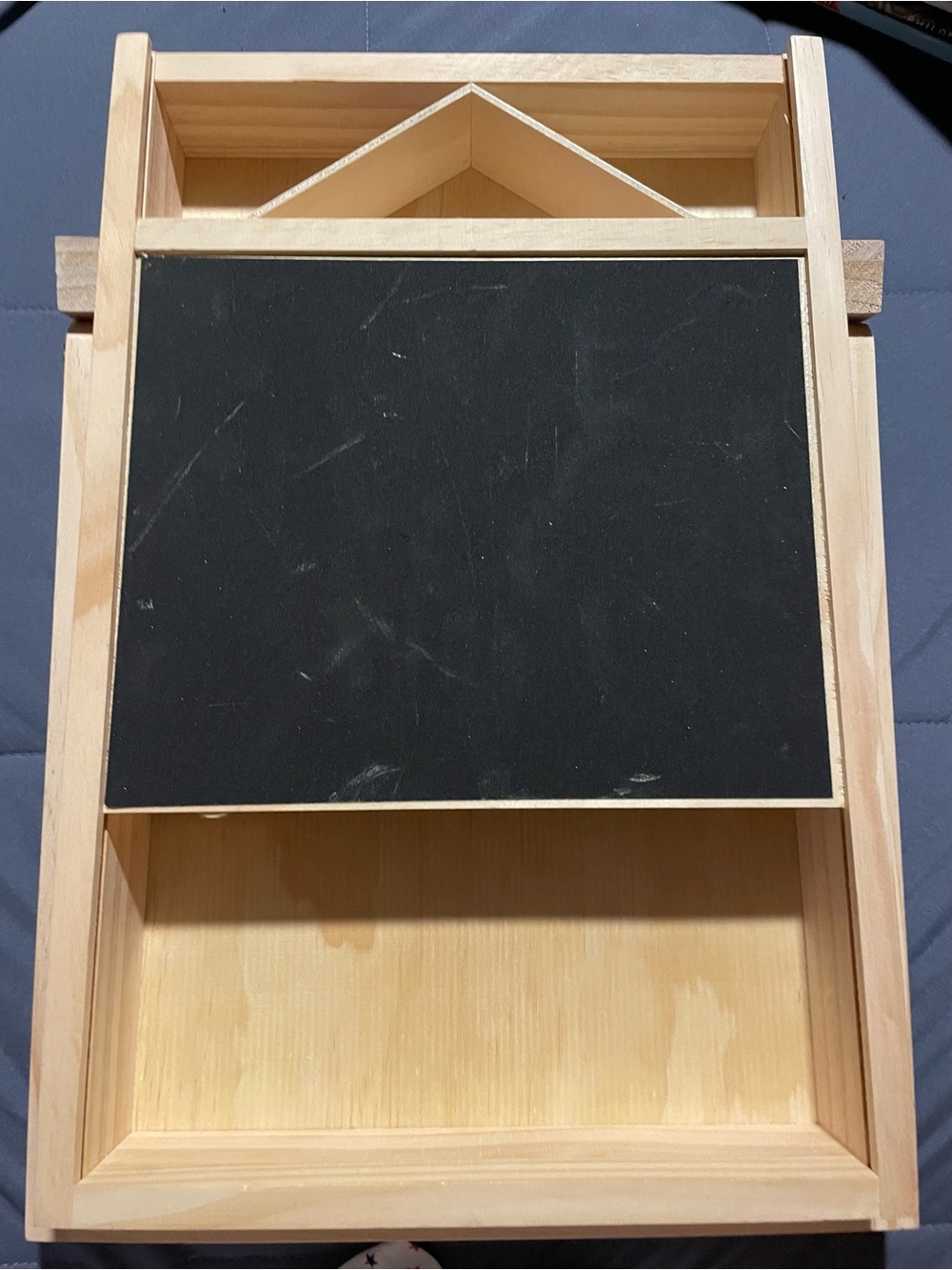 Source Unknown Natural Wood Jewelry Organizer with Black Chalkboard Panel